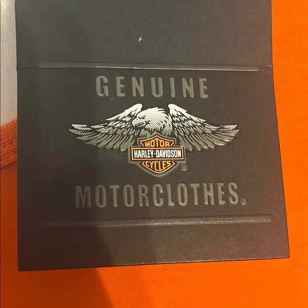 NWT Harley-Davidson Orange Longsleeve Henley Shirt with Button front Sz M - Picture 2 of 11